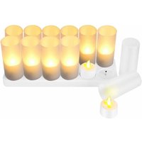 Minkurow - Set mit 12 wiederaufladbaren LED-Kerzen, elektrische Kerze, LED-flackernde Flamme mit Ladestation, Dekoration für Weihnachten, Geburtstag, von MINKUROW