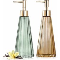 Minkurow - Set mit 2 Seifenspendern aus Glas, 300 ml Flüssigkeitsspender für Spülmaschinen, nachfüllbare Lotion- und Seifenspender für Küche, Bad, von MINKUROW