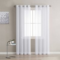 Set mit 2 weißen Gardinen, Voile-Fensterpaneele mit massiver Öse für Wohnzimmer-Schlafzimmer-Dekoration, 137 cm x 241 cm - Minkurow von MINKUROW