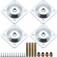 Set mit 4 quadratischen Möbelbein-Montageplatten aus Metall, Befestigungsplatten mit Stockschrauben und Schrauben, Adapter-Zubehör für Tisch, Sessel, von MINKUROW