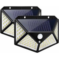 Solarleuchte Outdoor Bcc, Solarlampe, IP65 Wasserdichte Wandleuchte, 100 Leds, 270° Beleuchtung, 3 Modi, Ultrahell 1600lm, für Gartentore, Zäune [2 von MINKUROW