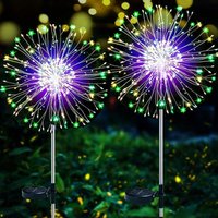 Solarleuchte für Garten im Freien, 2 Stück 120 led Solar Feuerwerk Gartendekoration, Solar Gartenpfahl Lichter Löwenzahn Wasserdichte von MINKUROW