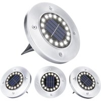 Solarleuchten für den Außenbereich, 4 Stück 16 LED-Solar-Bodenlicht, kaltweiß, wasserdicht, Scheinwerfer, Einbauleuchte für Gartenwege, Rasen, von MINKUROW