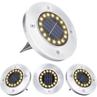 Solarleuchten für den Außenbereich, 4 Stück 16 LEDs Solar-Bodenlicht Warmweiß Wasserdichter Scheinwerfer Einbauleuchte für Gartenweg Rasen Terrasse von MINKUROW