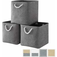 Stoff-Aufbewahrungsbox, grauer Aufbewahrungskorb, Würfel-Stoffkörbe (33 x 33 x 33 cm) für Schrank, Regal und Kleidung, (faltbar, 3er-Set) - Minkurow von MINKUROW