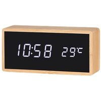 Minkurow - Wecker Bambusholz Wecker LED-Display mit Spiegeltemperatur Quadratischer digitaler Wecker (Color : White) von MINKUROW