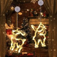 Weihnachtslichtvorhang, Fenstervorhanglichter, Weihnachtsdekoration, LED-Lichterkette, Weihnachtsmann, Weihnachtselch, Weihnachtslicht für von MINKUROW