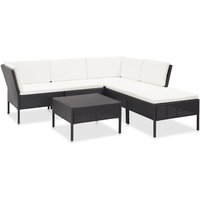 Minkurow - vidaXL 6-tlg. Garten-Lounge-Set mit Auflagen Poly Rattan Schwarz von MINKUROW