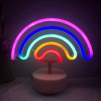 Regenbogen-Neonlicht für Kinderzimmer mit Sockel, niedliche bunte Neonlichter mit USB-Kabel betriebenen Regenbogenzeichenlichtern, Innen-Nachtlicht von MINKUROW