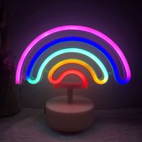 Minkurow - Regenbogen-Neonlicht für Kinderzimmer mit Sockel, niedliche bunte Neonlichter mit USB-Kabel betriebenen Regenbogenzeichenlichtern, von MINKUROW