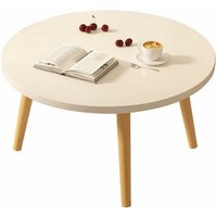 Runder Beistelltisch, kleiner Couchtisch mit 3 Holzbeinen, Beistelltisch im skandinavischen Stil für Wohnzimmer, Schlafzimmer, Balkon, 50 x 41,5 cm von MINKUROW