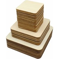 Minkurow - Set mit 42 unbeschnittenen Holzquadraten für Bastelarbeiten, Kunsthandwerk, Brandmalerei, Lasergravur, Malerei (10 cm, 8 cm, 5 cm) von MINKUROW