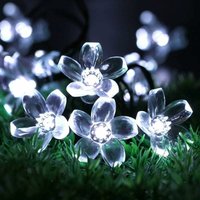 Solar-Blumen-Lichterketten für den Außenbereich, wasserdicht, 7 m, 50 LEDs, Blume, Sakura, Pfirsich, Solar-Lichterkette für Garten, Weihnachtshäuser, von MINKUROW