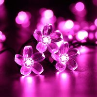 Solar-Blumenzwiebel-Lichterkette, wasserdicht, 7 m, 50 LEDs, Pfirsich-Sakura-Blumen-Solar-Lichterkette für Garten, Häuser, Hochzeit, Party, von LYCXAMES