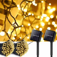 Solar Lichterkette Outdoor, 2er Pack 12m 100 Leds Wasserdichte Solar Lichterkette 8 Modus Wasserdichtes Licht Dekorative Lampen für Garten, Terrasse, von MINKUROW