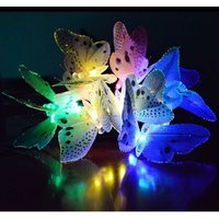 Solarbetriebene Lichterkette 12 LEDs Tierdesign Faseroptik Schmetterling Dekorationslichter Mehrfarbig für Haus, Terrasse, Garten, Baum und von MINKUROW