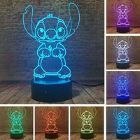 Stich-Nachtlicht-Geschenke, Lilo und Stich 3D-LED-Tischlampe Intelligente Fernbedienung, Stich-Tischlampe, 16 Farben, Stichlicht für Weihnachten, von MINKUROW