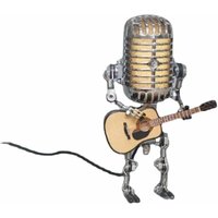 Vintage Mikrofon-Roboter-Lampe mit Gitarre, Mikrofon-Roboter-Tischlampe, niedliche Retro-Tischlampen, industrielle Tischlampe, lustige und kreative von MINKUROW