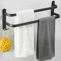 Wandmontierter Handtuchhalter, Doppelstange, Badezimmer-Handtuchhalter, 30 cm, Edelstahl, mattschwarz - Minkurow von MINKUROW
