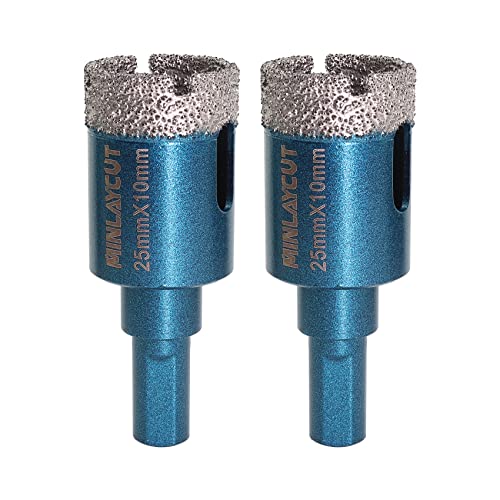 MINLAYCUT Diamant Fliesenbohrer 25mm Diamant-Bohrkrone Lochsäge 2 Stücke Sechskant-Schaft für Porzellan Fliese Granit Marmor Trockenbohren MINLAYCUT Diamant Fliesenbohrer 25mm Diamant-Bohrkrone Lochsäge 2 Stücke Sechskant-Schaft für Porzellan Fliese Granit Marmor Trockenbohren von MINLAYCUT