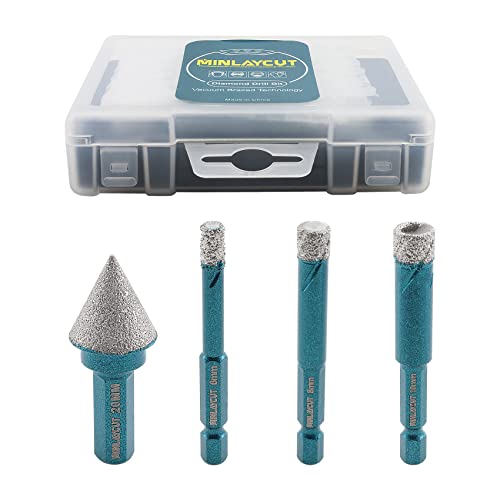 MINLAYCUT Diamant Fliesenbohrer Set 6/8/10mm Diamant-Bohrkrone Lochsäge Sechskant-Schaft mit 20mm Fingerfräser für Porzellan Fliese Granit Marmor MINLAYCUT Diamant Fliesenbohrer Set 6/8/10mm Diamant-Bohrkrone Lochsäge Sechskant-Schaft mit 20mm Fingerfräser für Porzellan Fliese Granit Marmor von MINLAYCUT