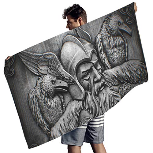 MINNOMO Antike Wikinger Odin Krieger Raven Valknut Druck Badetücher Neu Handtücher White 150x75 cm von MINNOMO