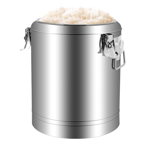 MINRS Transport Thermobehälter Profi Gastro Edelstahl Thermotransportbehälter mit Tragegriffen, Deckel, Gummiring, Spannverschluss Hält Getränke 12h Kalt und Warm (14L) von MINRS