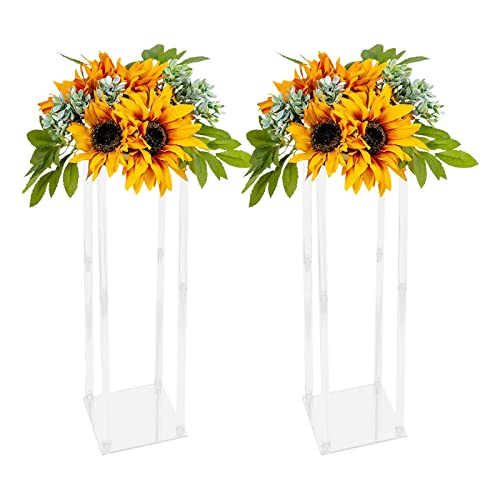 MINRS 2 Stück Blumenständer aus Acryl Vase Hochzeit Mittelstücke und 80cm Hohe Transparentvase für Tafelaufsätze Blumenständer Blumenvasen für Verlobung/Jahrestag/Party/Zuhause von MINRS