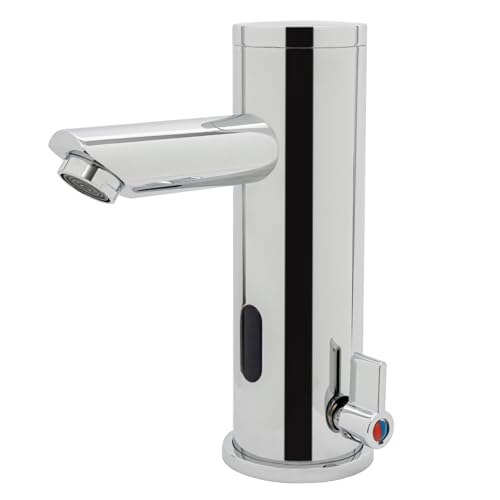 MINRS Automatischer Wasserhahn mit Infrarotsensor, Kalt- und Warmwasser Wasserhahn mit Sensor Waschbecken berührungsloser Wasserhahn Einstellbare Temperatur 0-55°C mit 2 Schläuche Batteriebetrieb von MINRS