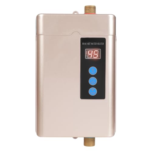 MINRS Elektrische Durchlauferhitzer, Warmwasserbereiter für die Küche mit LED-Digital-Temperaturanzeige und Fernsteuerung DurcMINhlauferhitzer Dusche 30-55℃ 5000W Trockengehschutz für Küche Badezimmer von MINRS