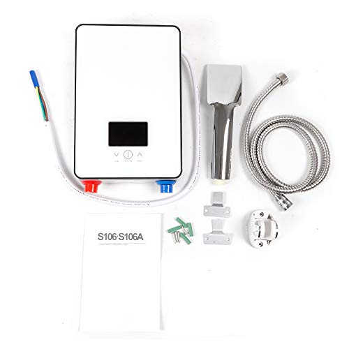 MINRS Elektronischer Durchlauferhitzer 6500W Durchlauferhitzer LED-Digital-Temperaturanzeige 220V Elektrischer Warmwasserbereiter mit Handbrause und Speicherfunktion Einstellbare Temperatur 30-55℃ von MINRS