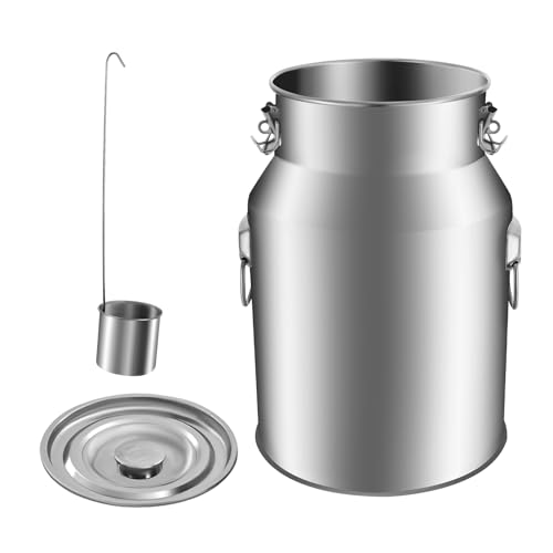 MINRS Milchkanne Edelstahl Milchkännchen mit Deckel 28L mit Versiegeltem Deckel und Spannverschluss Milchkanne Barista, Molkerei Milch Kanne zum Transport oder zur Aufbewahrung von MINRS