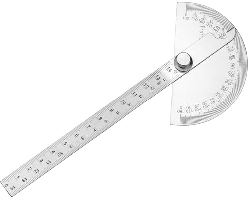 Edelstahl 180 Grad Winkelmesser Verstellbar Gradmesser mit Rundkopf 140mm Messgerät Lineal metrisch einstellbare Messungen 0-180 Grad Edelstahl 180 Grad Winkelmesser Verstellbar Gradmesser mit Rundkopf 140mm Messgerät Lineal metrisch einstellbare Messungen 0-180 Grad von MINSHUXI
