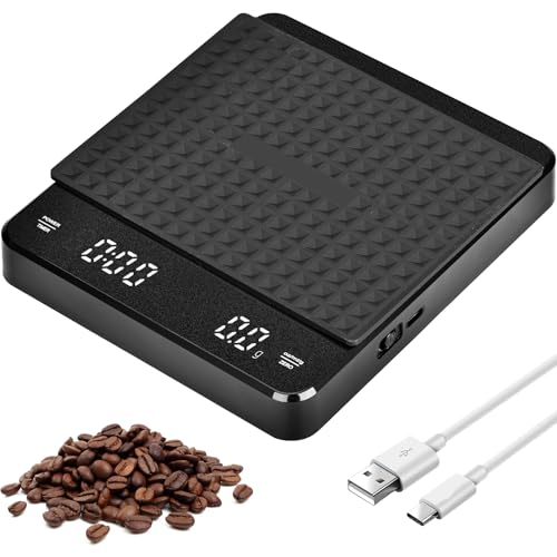 Wiederaufladbare Coffee Scale Espresso Waage Digitale Kaffeewaage mit Timer Multifunktionale Küchenwaage Lebensmittelwaage mit LED-Anzeige Wiederaufladbare Coffee Scale Espresso Waage Digitale Kaffeewaage mit Timer Multifunktionale Küchenwaage Lebensmittelwaage mit LED-Anzeige von MINSHUXI