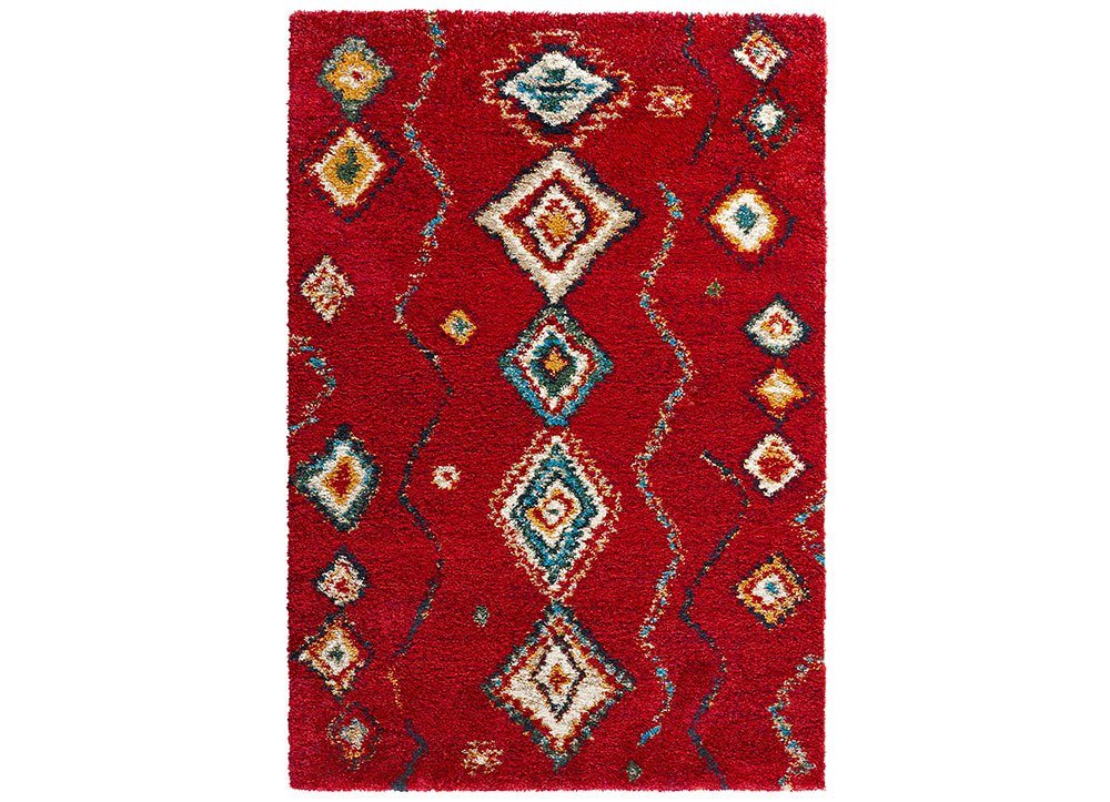 Teppich Hochflor Teppich Geometric rot, MINT RUGS, rechteckig, Höhe: 30 mm von MINT RUGS