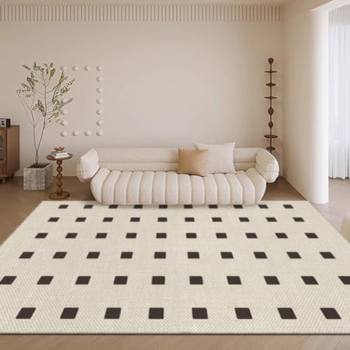 MINTIFNT Modernes Minimalistisches Wohnzimmer Teppich Weiß Schwarz Schlafzimmer Teppich Groß Waschbar Teppich von MINTIFNT