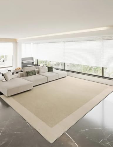 MINTIFNT Wohnzimmer Vorleger Einfacher Stil Schlafzimmer Dekorativer Teppich Bequemer Weicher Studienteppich Weiß Creme Stil Fußmatte 120x160cm von MINTIFNT