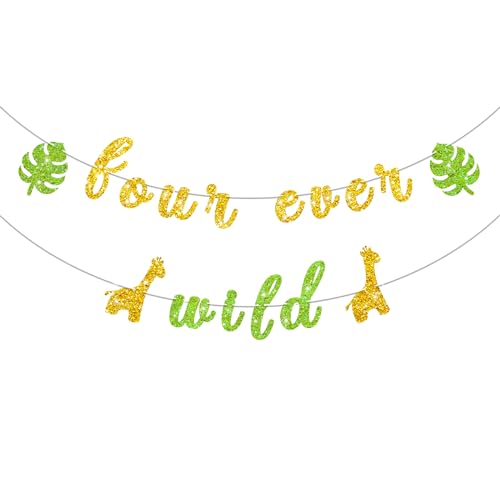 Four Ever Wild Banner, Gold Glitter Jungle Animal 4th Birthday Banner, Safari Forever Wild Banner, Wild Themed Giraffe Sign Baby Boy Four Years Old Birthday Party Supplies Decors Four Ever Wild Banner, Gold Glitter Jungle Animal 4th Birthday Banner, Safari Forever Wild Banner, Wild Themed Giraffe Sign Baby Boy Four Years Old Birthday Party Supplies Decors von MINUET MINUTE