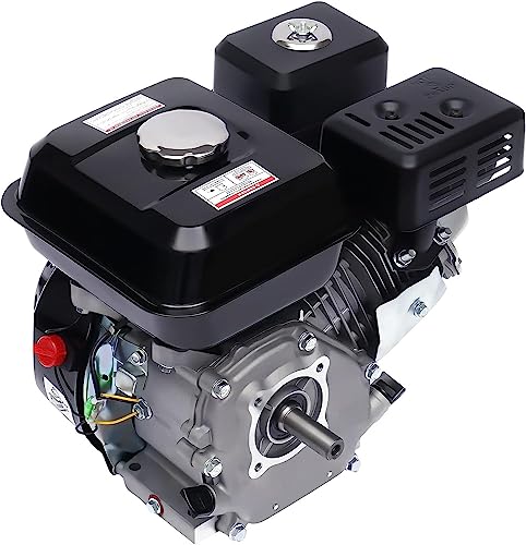 Benzinmotor 7.5 PS Motor Industriemotor 5.1 KW Tankdeckel mit Gewinde Luftkühlung, 20 mm Durchmesser mit Ölalarm Rückstoß Benzinmotor Kraftstoffverbrauch, Spritzen Schmiermodus (Schwarz) von MINUS ONE