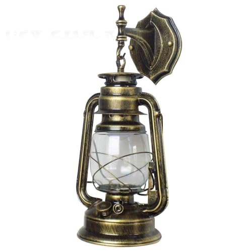 Retro Industrial Außen Laterne Deckenleuchte Antike Wandleuchte Wand-Lampe Vintage Wandbeleuchtung Außenwandleuchte Laterne Patio Beleuchtung Innen Gebogenenlampe Wandlicht Licht (Cyan) von MINUS ONE
