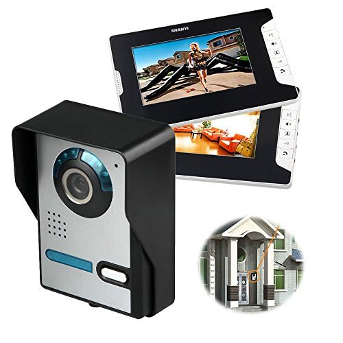 Video Türsprechanlage Türklingel Intercom System, Türsprechanlage mit 7 Zoll 2-Monitor 1-Kamera Für 1-Familienhaus, Farb-TFT-LCD IR-Kamera Nachtsicht, Elektroschloss-Steuerfunktion von MINUS ONE