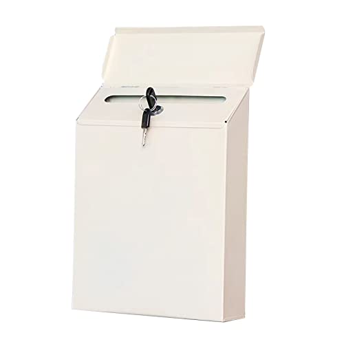 Wandmontierter Briefkasten, Moderne Kreative Briefkästen, Postkasten mit Schlüsselschloss, Regenfeste Mailbox - 22 x 6,5 x 30 cm (Color : Wit) von MINUSE