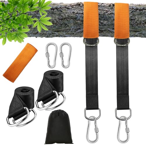 MINVOO Schaukel Befestigung 2 Stück Zubehör für Hängesessel Hängematte mit Verschleißfester Schutzabdeckung 150cm x 5cm Hält bis zu 450KG mit 2 Karabinern für Baumstämme, Halterungen (Schwarz 150cm) MINVOO Schaukel Befestigung 2 Stück Zubehör für Hängesessel Hängematte mit Verschleißfester Schutzabdeckung 150cm x 5cm Hält bis zu 450KG mit 2 Karabinern für Baumstämme, Halterungen (Schwarz 150cm) von MINVOO