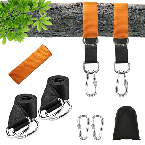 MINVOO Schaukel Befestigung 2 Stück Zubehör für Hängesessel Hängematte mit Verschleißfester Schutzabdeckung 50cm x 5cm Hält bis zu 450KG mit 2 Karabinern für Baumstämme, Halterungen (Schwarz 50cm) MINVOO Schaukel Befestigung 2 Stück Zubehör für Hängesessel Hängematte mit Verschleißfester Schutzabdeckung 50cm x 5cm Hält bis zu 450KG mit 2 Karabinern für Baumstämme, Halterungen (Schwarz 50cm) von MINVOO