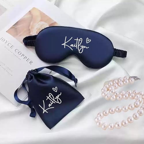 Personalisierte Augenmaske, Brautjungferngeschenk, Brautpartygeschenk, Schlafmaske, Personalisiertes Hochzeitsgeschenk, Seidige Satinmaske, Junggesellinnenabschied(Blue) von MINXLTD