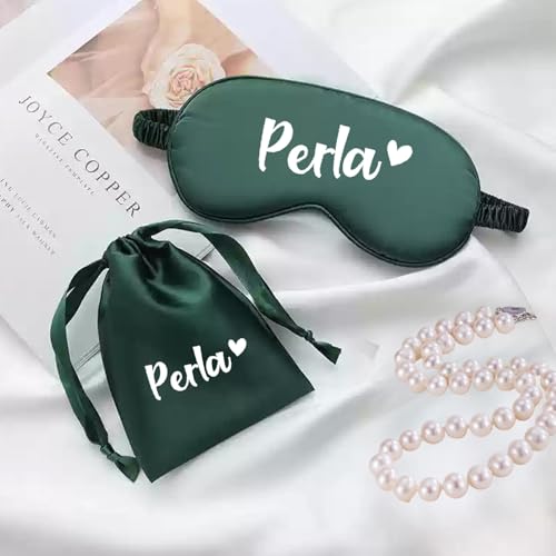 Personalisierte Augenmaske, Brautjungferngeschenk, Brautpartygeschenk, Schlafmaske, Personalisiertes Hochzeitsgeschenk, Seidige Satinmaske, Junggesellinnenabschied(Grass green) von MINXLTD