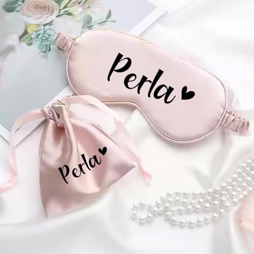 Personalisierte Augenmaske, Brautjungferngeschenk, Brautpartygeschenk, Schlafmaske, Personalisiertes Hochzeitsgeschenk, Seidige Satinmaske, Junggesellinnenabschied(Pink) von MINXLTD