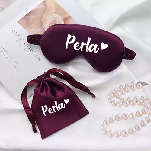 Personalisierte Augenmaske, Brautjungferngeschenk, Brautpartygeschenk, Schlafmaske, Personalisiertes Hochzeitsgeschenk, Seidige Satinmaske, Junggesellinnenabschied(Purple) von MINXLTD