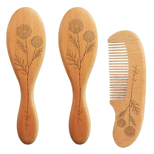 Personalisiertes Baby-Haarbürsten- Und Kamm-Set For Neugeborene, Individuelles Kleinkind-Haarbürsten-Set Aus Holz Mit Weichen Ziegenborsten, Inklusive Babykamm Personalisiertes Baby-Haarbürsten- Und Kamm-Set For Neugeborene, Individuelles Kleinkind-Haarbürsten-Set Aus Holz Mit Weichen Ziegenborsten, Inklusive Babykamm von MINXLTD