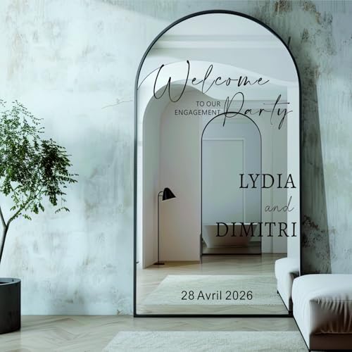 Vinyl-Aufkleber „Willkommen Zu Unserer Verlobungsfeier“, Individueller Hochzeits-Willkommensaufkleber, Personalisierbare Namen Und Datum For Spiegel, Acryl – Abend Zuvor – Empfang – Zeremonie(70x110cm von MINXLTD